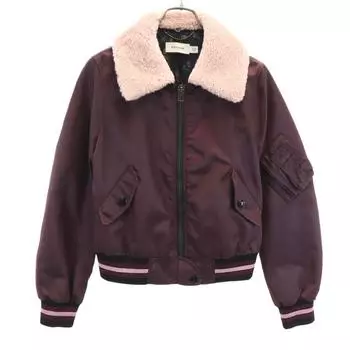 COACH With fur Nylon jacket 4 wine-red MA-1 bomber jacket Women Used