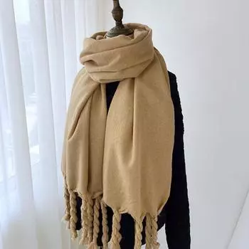Coarse Braided Scarf Women S Autumn And Winter New Style High End Solid Color Imitation Cashmere Fashion Scarf Student Thickened Warm Shawl 180 * 63cm
