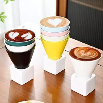 Coarse Ceramic Espresso Coffee Cup Creative Milk Tea Cup with Base Retro Ceramic Cup Cone Coffee Cup Kiln Red Drinking Cup 215ML