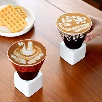 Coarse Ceramic Espresso Coffee Cup Creative Milk Tea Cup with Base Retro Ceramic Cup Cone Coffee Cup Kiln Red Drinking Cup 215ML