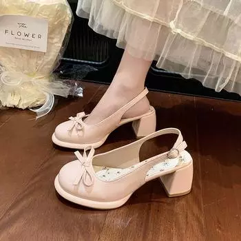 Coarse heel bag head single shoes women s summer new with skirt bow high heel fashion sandals 34