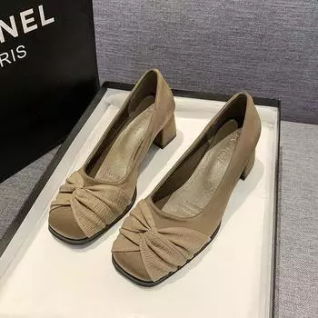 Coarse heel high heels women s design sense niche shallow mouth single shoes commuting black shoes spring and summer one-pedal women s shoes 35