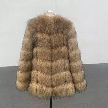 Coat autumn and winter fur coat imitation raccoon fur fur splicing women s artificial fur coat S