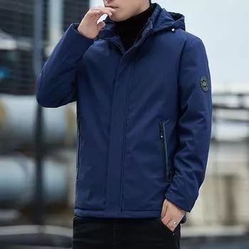 Пальто мужская зимняя флисовая утолщенная куртка мужская стеганая куртка для папы среднего возраста деловая повседневная теплая стеганая куртка мужская M