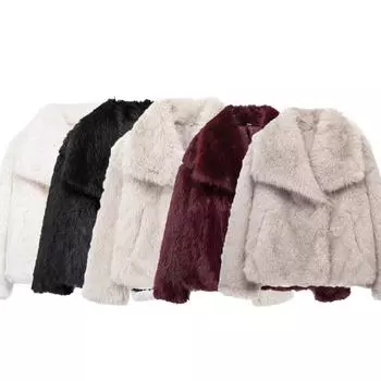 Coat Women Fluffy Women s Winter Jacket Long Sleeve Warm Winter Woman Coat Luxury Outerwears Coats for Woman L белый