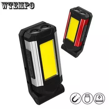 Cob Auto Repair Light Аварийный свет Магнитный складной крючок Предупреждающий свет USB Аккумуляторная лампа для кемпинга Фонарик Рабочий свет B красный