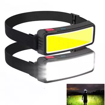 COB Floodlight LED Headlamp Flashlight Встроенный USB аккумулятор Head Lamp Hiking Camping Lamp