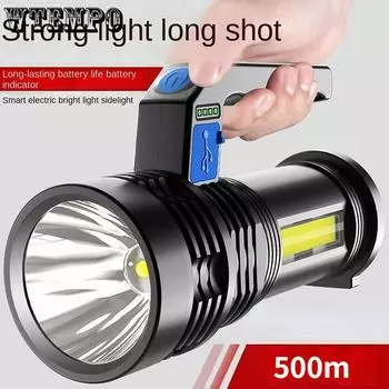 COB фонарик Usb аккумуляторная с боковым светом дом led многофункциональный пластиковый фонарик для переноски фонарик открытый светодиодный портативный свет чёрный