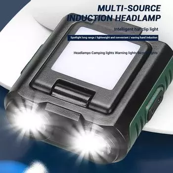 COB+LED датчик налобный фонарь USB зарядка портативный зажим для шляпы ультра яркий прожектор для рыбалки и активного отдыха на природе фонарь