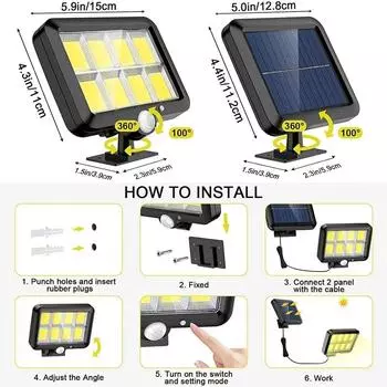 COB LED Solar LED Light Movement Sensor Court of Garden Solar Wall Lights Power Source Waterproof Home Outside Door Fair