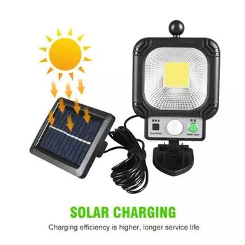 COB LED Solar Powered Light Outdoor Waterproof 3 Mode PIR Motion Sensor Street Light Emergency Security Wall Lamp Garden Decor