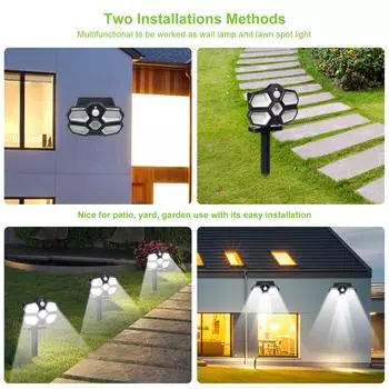 COB Солнечная энергия Свет Уличная лампа Газонная лампа Настенные уличные фонари для забора 3 режима освещения type2