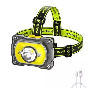 COB Супер яркий налобный фонарь Type-C с зарядкой, прожектор, рабочий свет, уличный портативный налобный фонарик, фонарь для кемпинга чёрный