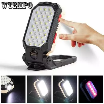 COB Work Light Портативный светодиодный USB-фонарик с возможностью подзарядки, регулируемый водонепроницаемый фонарь для кемпинга, магнитная конструкция с дисплеем питания W598A чёрный