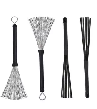 cobalt planet drumstick brush metal nylon brush for drums wire brush for drums metal nylon set of (black 4)