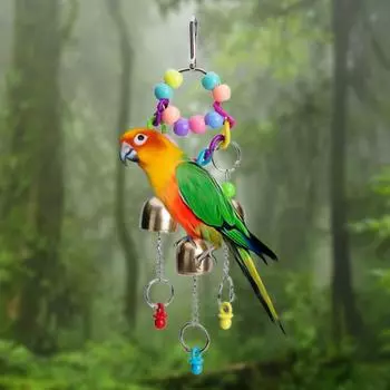 Cockatiels Bite-resistant Round Ring Bird Cage Toy Hanging Bird Toy Parrot Stand Bird Chew Toys разноцветный