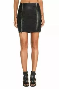 Коктейльная юбка-карандаш из овчины с высокой талией, дизайнерская мини-юбка для путешествий для женщин S чёрный