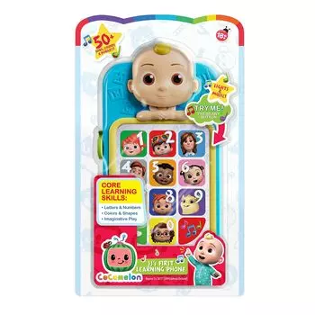 CoComelon Первая обучающая игрушка Мобильный телефон для детей Свет Звук Музыка Буквы Цифры Цвет Форма Погода Детская игрушка 18 месяцев Just Play JJ s синий