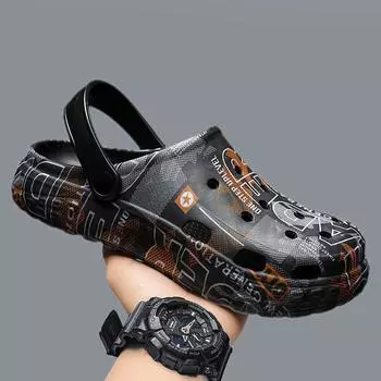 Coconut camouflage hole shoes 2024 new sandals men s beach shoes going out travel shoes casual bag head sandals men 39 чёрный