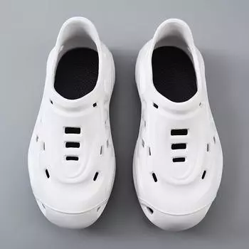 Coconut hole shoes men s soft thick-soled bag head niche design sense fashion trend men s drag tide shoes 40-41 белый