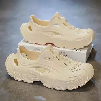 Coconut hole shoes men s summer EVA outside wear stepping on shit feeling sports sandals youth outdoor non-slip bag head slippers 40 чёрный