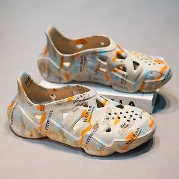 Coconut Hole Shoes Men Wear Thick-Soled Non-Slip Beach Sandals Trendy Outdoor Sports Men S Camouflage Slippers 40 хаки