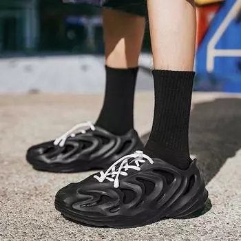 Coconut hole shoes summer men s wear thick-soled bag head beach sandals stepping on shit soft-soled outdoor personalized slippers 39