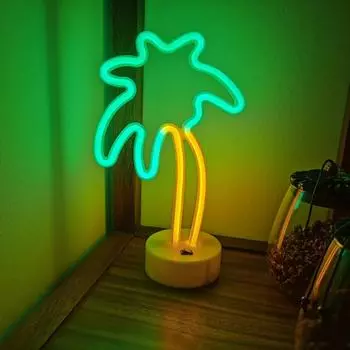 Coconut Shaped Neon Signs w Base,LED Light,Atmosphere Lighting for Wall,Night Lamp for Birthday,Party,E-sports Room,Decoration кокосовый