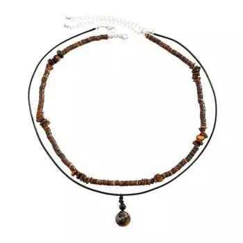 Ожерелье из искусственной скорлупы кокосового ореха, двухслойное регулируемое удлиненное ожерелье-цепочка, мужская цепочка на ключицу, ювелирные изделия