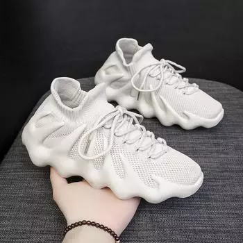 Coconut shoes women s 2025 spring and summer new volcano octopus socks shoes breathable fly-woven couple sports and leisure shoes 35 бежевый