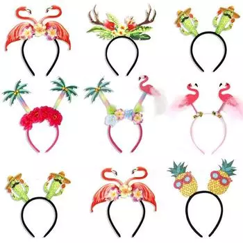 Coconut Tree Party Props Hairband Flamingo Funny Headwear Hawaiian Party Headband Female/Girls E