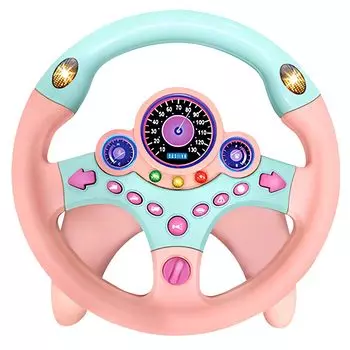 CocoPon игрушечный руль с настоящим звуком для детской коляски, рулевое управление, пассажирское сиденье [регулируемая громкость] (розовый) розовый