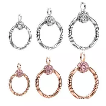 Codemonkey 925 стерлингового серебра розового золота маленький серебряный паве О кулон шарм подходит для ожерелья с шармом ювелирные изделия новый
