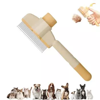 Coehaopike Pet Painless Healing Brush Slicker Brush Длинная расческа для удаления волос с помощью одного массажа Легко удаляет выпавшие волосы одним нажатием кнопки жёлтый