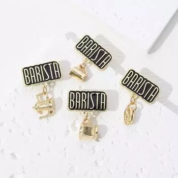 Coffee Bean Barista Badges Coffee Pot Barista Coffee Enamel Pin Barista Enamel Pins Backpack style 2