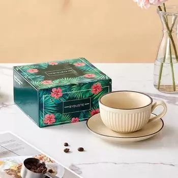 Coffee Cup and Saucer Ceramic Simple Latte Cup High Value Home Creative English Afternoon Tea Coffee Cup Set Holiday Gifts 300ml