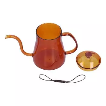 Coffee Kettle Glass Coffee Pot 600ML Coffee Drip Kettle Long Nozzle Kettle for Home KitchenCoffee коричневый