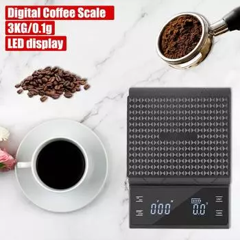 Кофейные кухонные весы электронные цифровые 3 кг/0,1 г перезаряжаемые Type-C г/унции/мл высокоточный светодиодный дисплей автоматический таймер