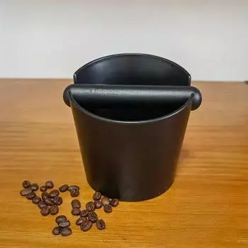 Coffee Knock Box Stainless Steel Espresso Knock Box Non Slip Coffee Ground Knock Box with Rubber Ring Beveled Coffee Ground Bin