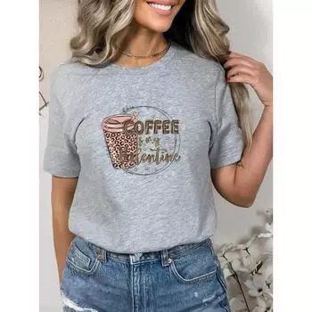 Coffee Love Trend Life 3D Printe 90s Короткий рукав Летняя одежда Принт Графическая футболка Женская Женская Футболки S