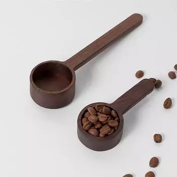 Coffee Measuring Spoon Walnut Solid Wood Spoon Vintage Style Household Measuring Spoon Large Long Handle Beech Wood Dosing Spoon