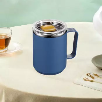 Кофейная кружка термос многоразовый двойной стенки герметичный с раздвижной крышкой для путешествий на вечеринку синий
