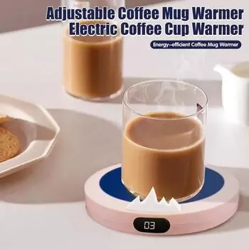 Coffee Mug Warmer with 3 Temperature Settings Constant Heating Coaster Waterproof Auto Shut Off Electric Coffee Cup Warmer розовый