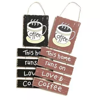 Coffee Plaques Coffee Shop Door Hanger Front Door Vintage Style Decor Coffee Bar Sign Wooden Sign Wall Hanging Door Wall Plaque коричневый