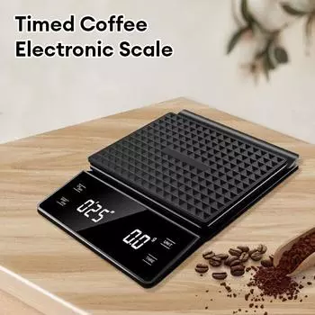 Coffee Scale 3kg/0.1g High Precision Pour Over Drip Espresso Scale with Back-Lit LCD Display Kitchen Accessories with Timer чёрный