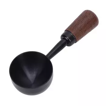 Coffee Scoop Vintage Bean Tea Measuring Spoon Retro 304 Stainless Steel Short Wooden Handle Kitchen L(for 6.5-9kg)