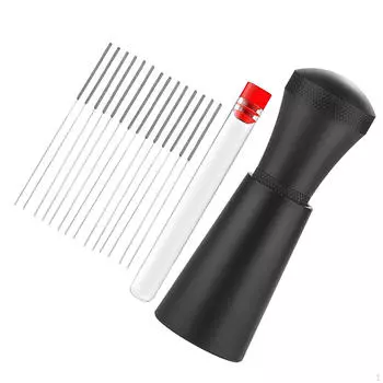 Инструмент для размешивания кофе эспрессо, с держателем, профессиональный, алюминиевый сплав, распределитель штифтового типа, ручной чёрный