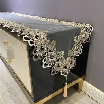 Журнальный столик, тумба под телевизор, скатерть, прозрачная сетчатая кружевная ткань, длинный настольный флаг, американский стиль 40x100cm
