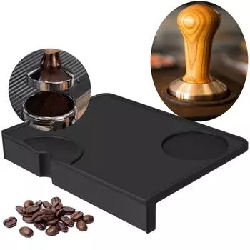 Coffee Tamper Mat Food Grade Nonslip Silicone Flat And Corner Press Powder Pad Espresso Coffee Tamping Rest Holder Tools чёрный