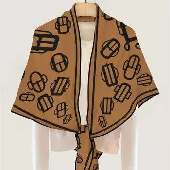 Coffee Triangle Scarf Scarf Scarf Women S Versatile Neck Protection Warm Big Shawl Fake Collar 180*130cm
